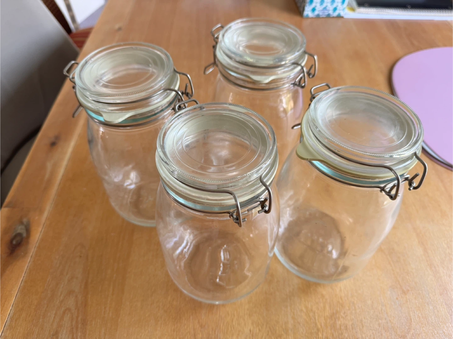 Set of 4 Glass Storage Jars with Clip Lids