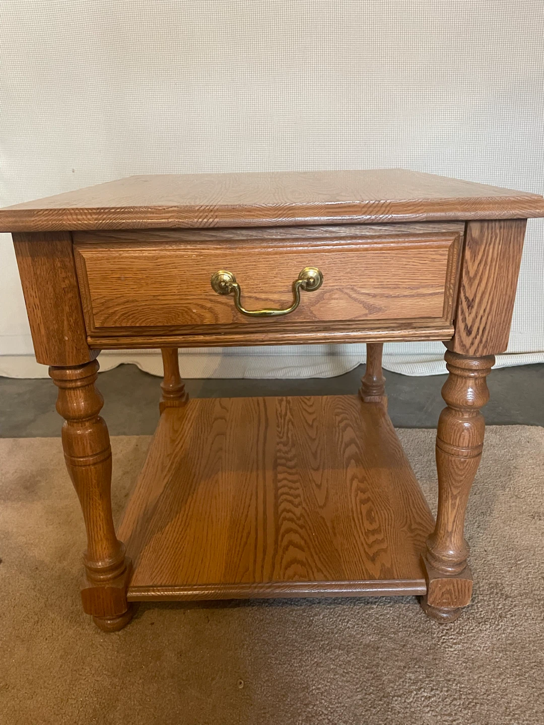 Oak End Table with Drawer