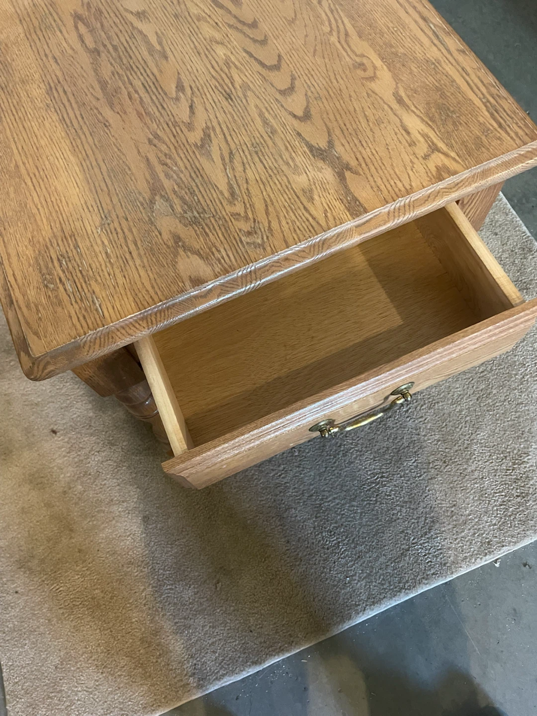 Oak End Table with Drawer - photo 3