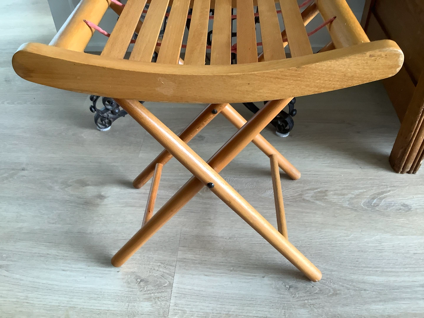 Vt MCM Nevco Style Collapsible Slatted Wood Stool 🐞 - photo 2