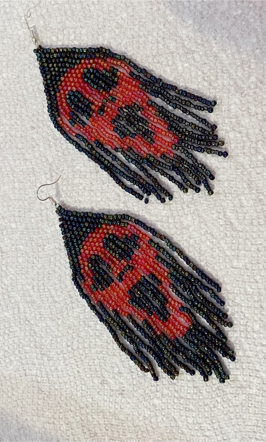 Beaded Feather Earrings