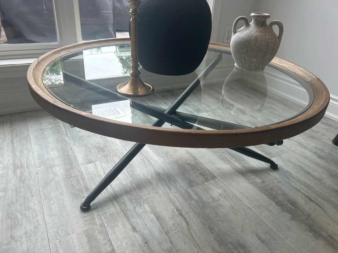 Glass Top Coffee Table with Metal Base - photo 3