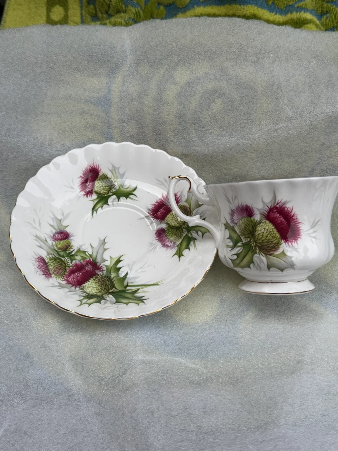 Royal Albert Highland Thistle Teacup and Saucer Set