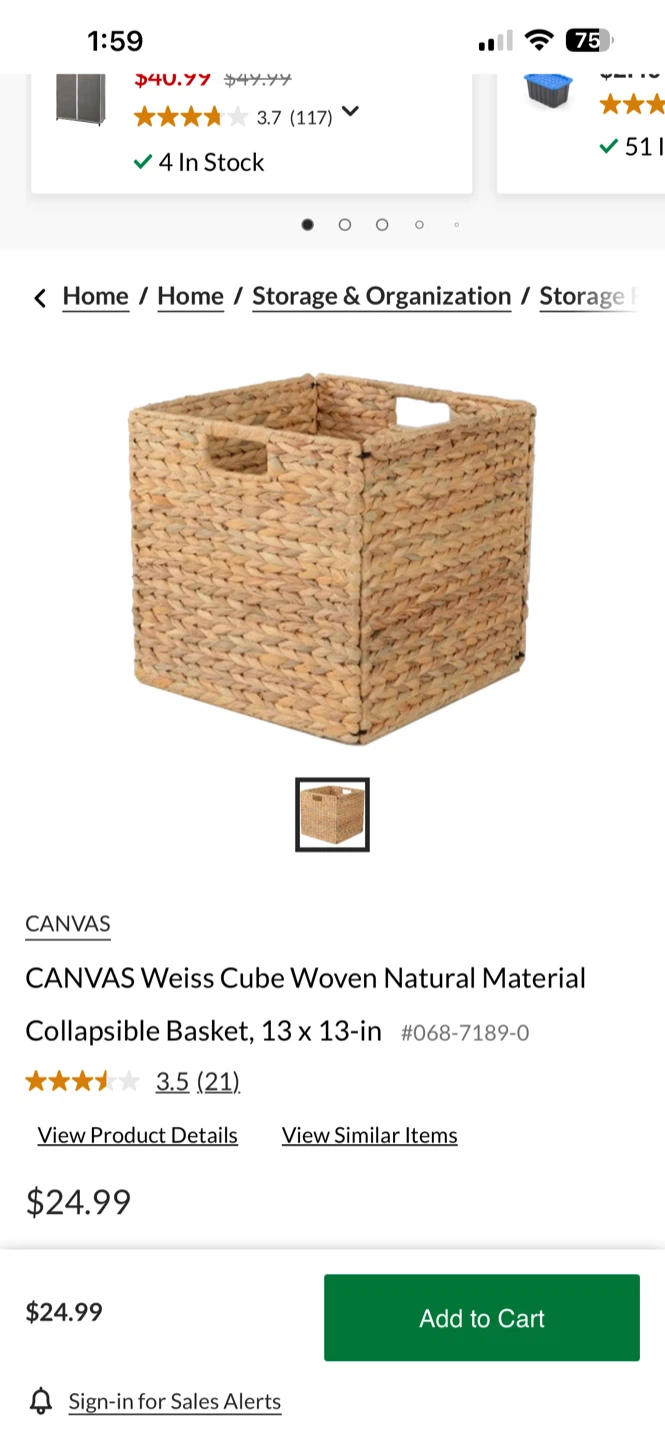 CANVAS Woven Cube Collapsible Basket - 13 x 13-in - photo 3