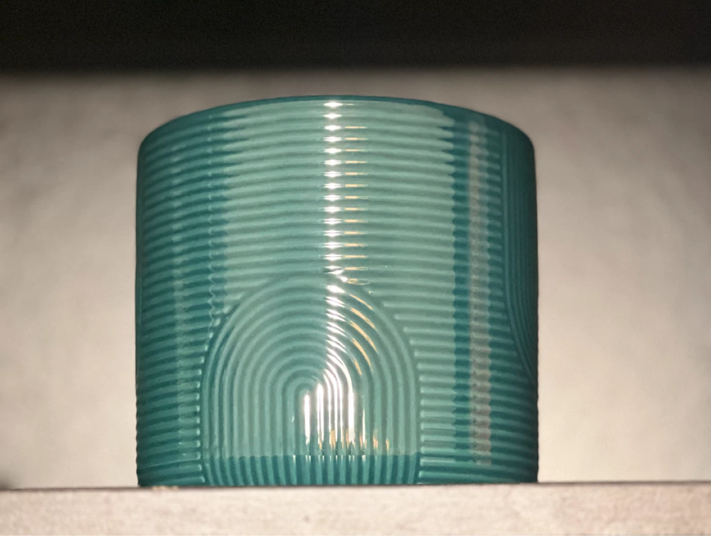 Dark Green Ribbed Ceramic Pot - photo 2