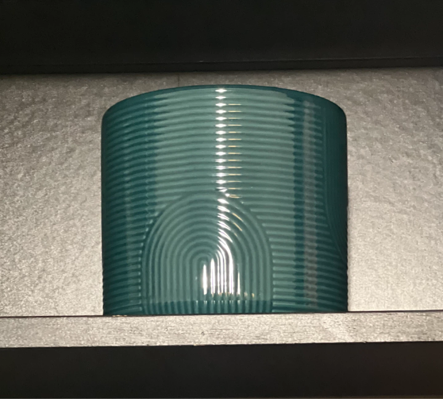 Dark Green Ribbed Ceramic Pot