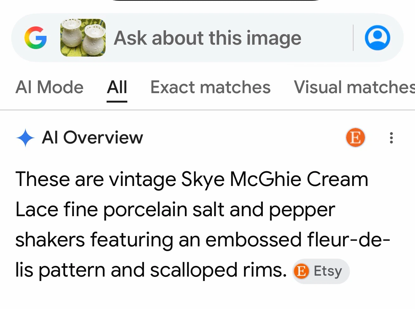 Skye McGhie Cream Lace Salt and Pepper Shakers - photo 3