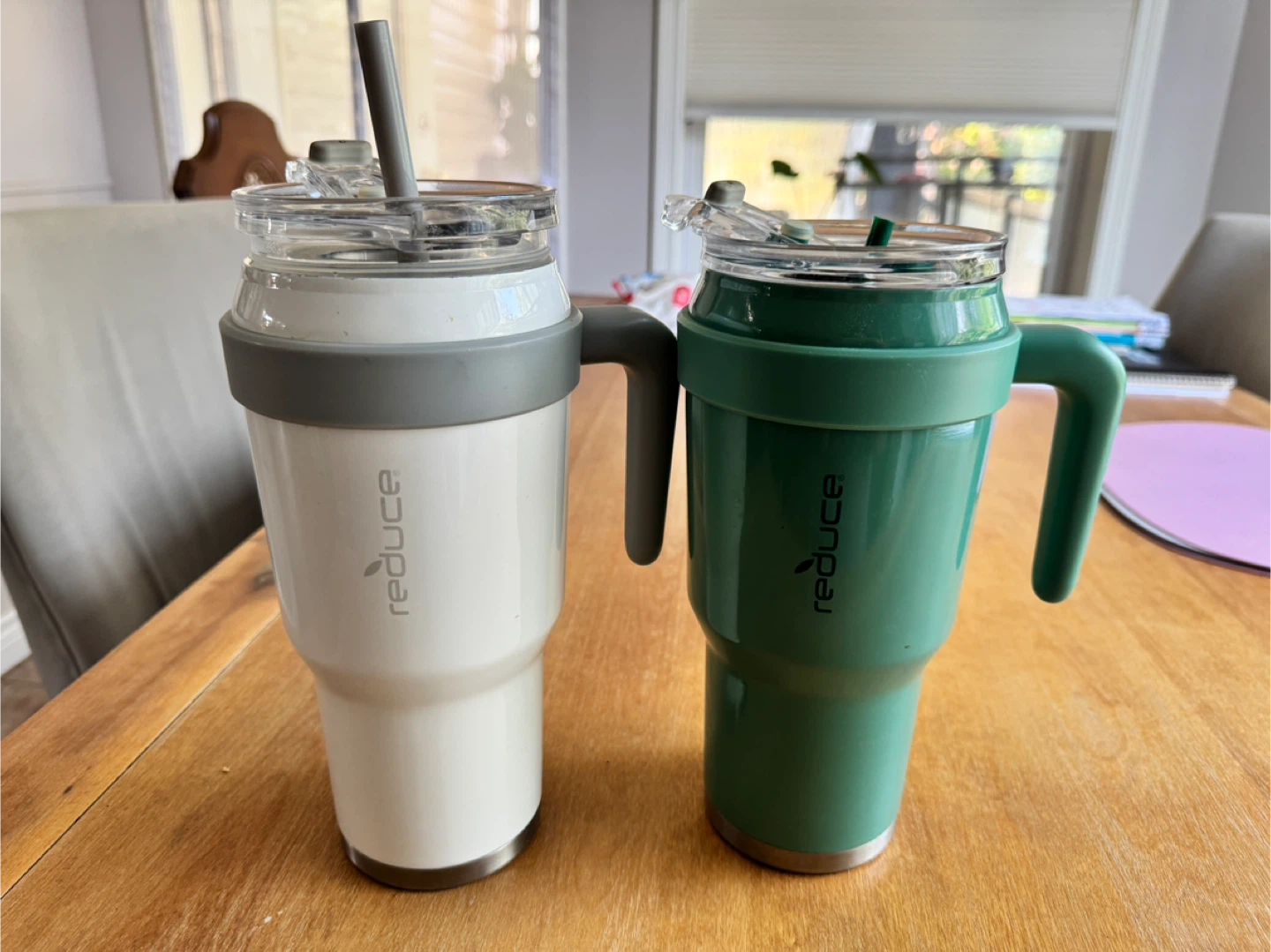 Reduce Tumblers with Lids and Straws - White & Green - photo 2