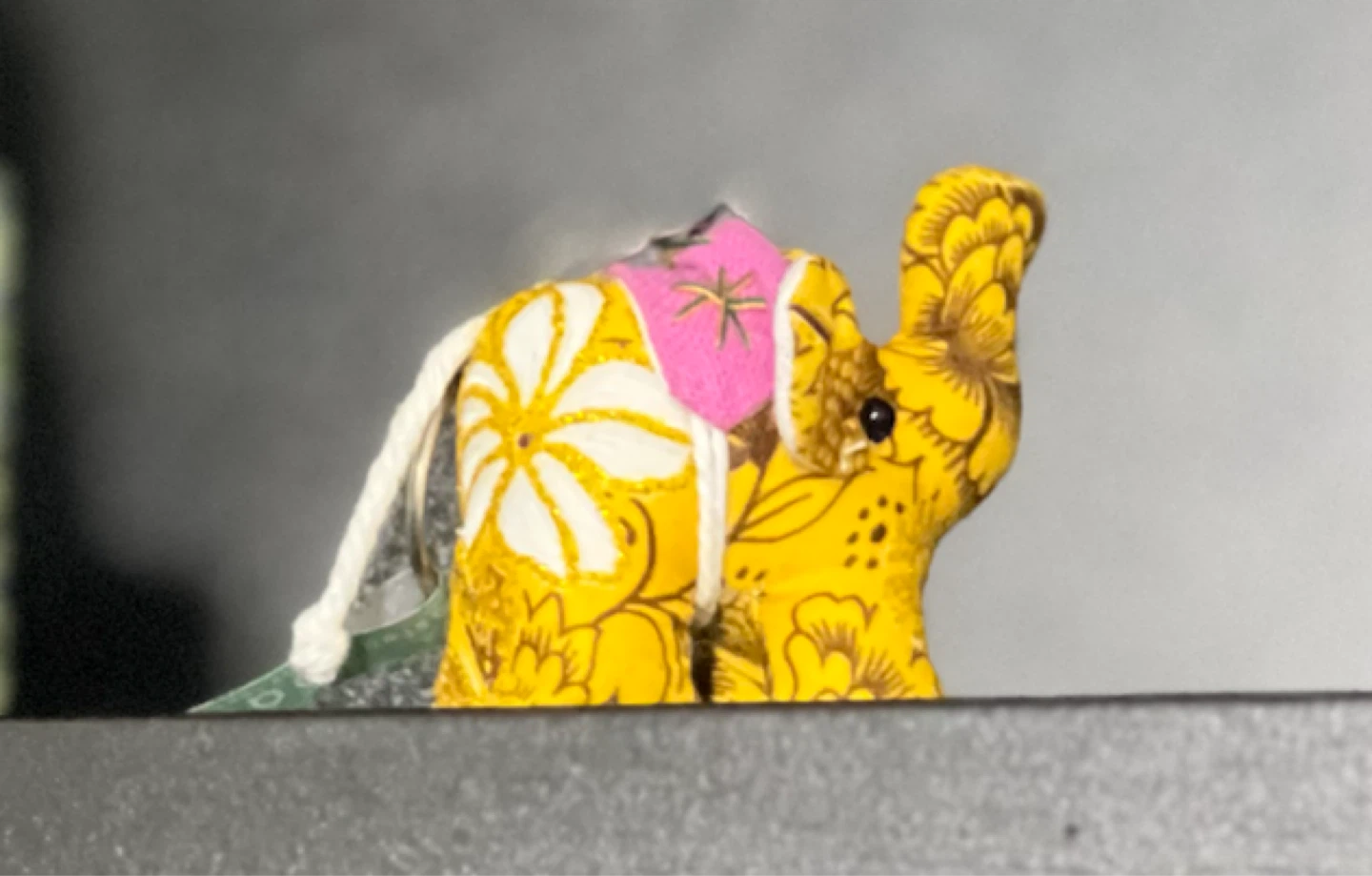 Yellow Floral Elephant Keychain