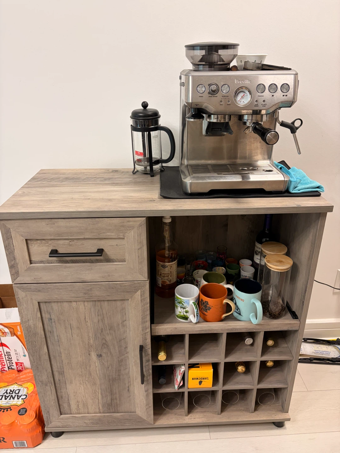 Modern Rustic Bar Cabinet - Light Oak Finish