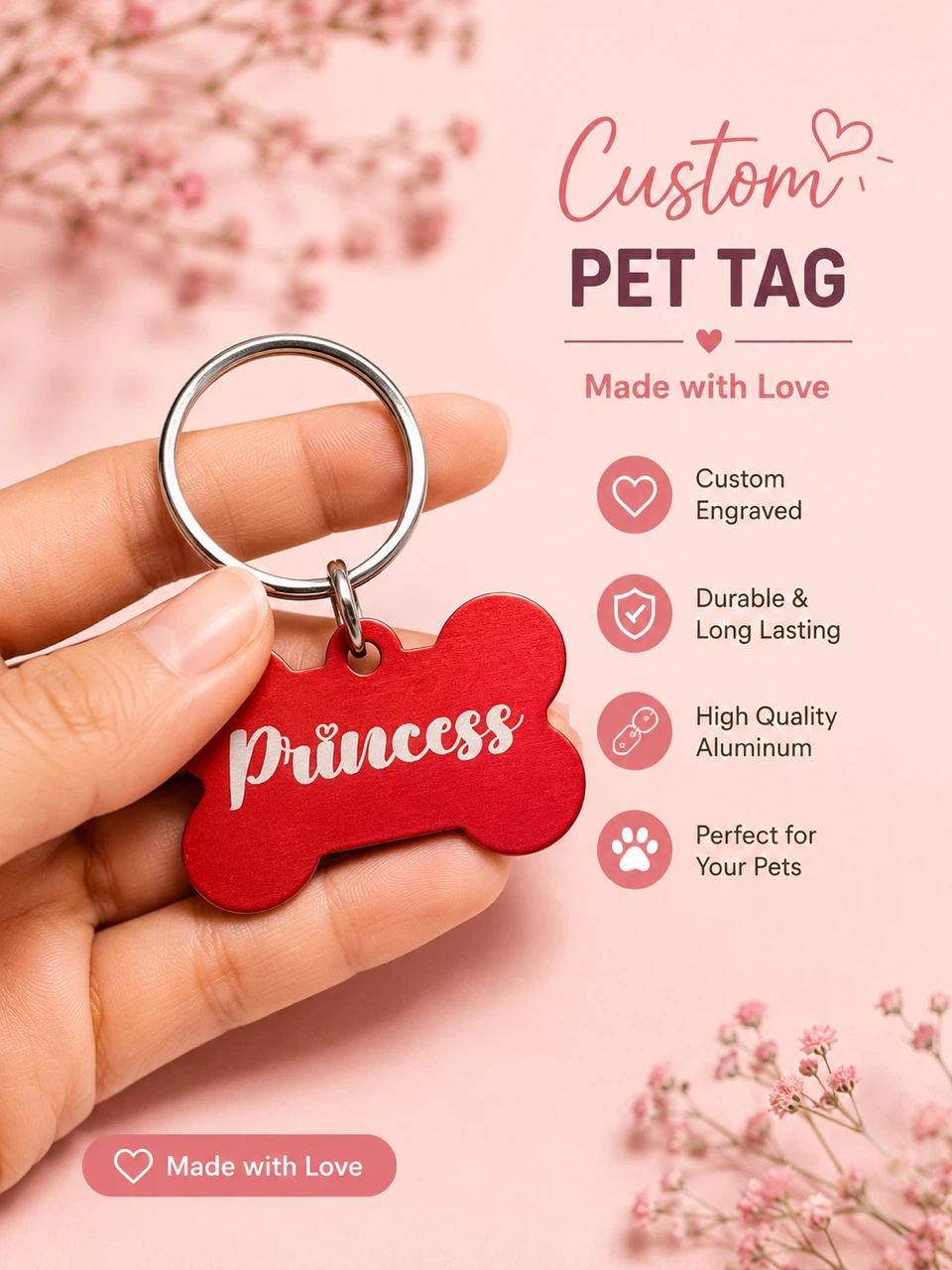 Personalized Bone Pet Tag - Custom Engraved Aluminum - photo 4