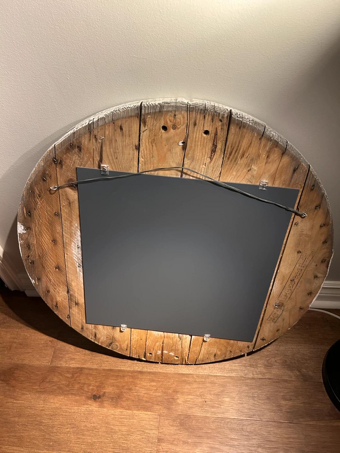 Round Wood Cable Spool Mirror - photo 2