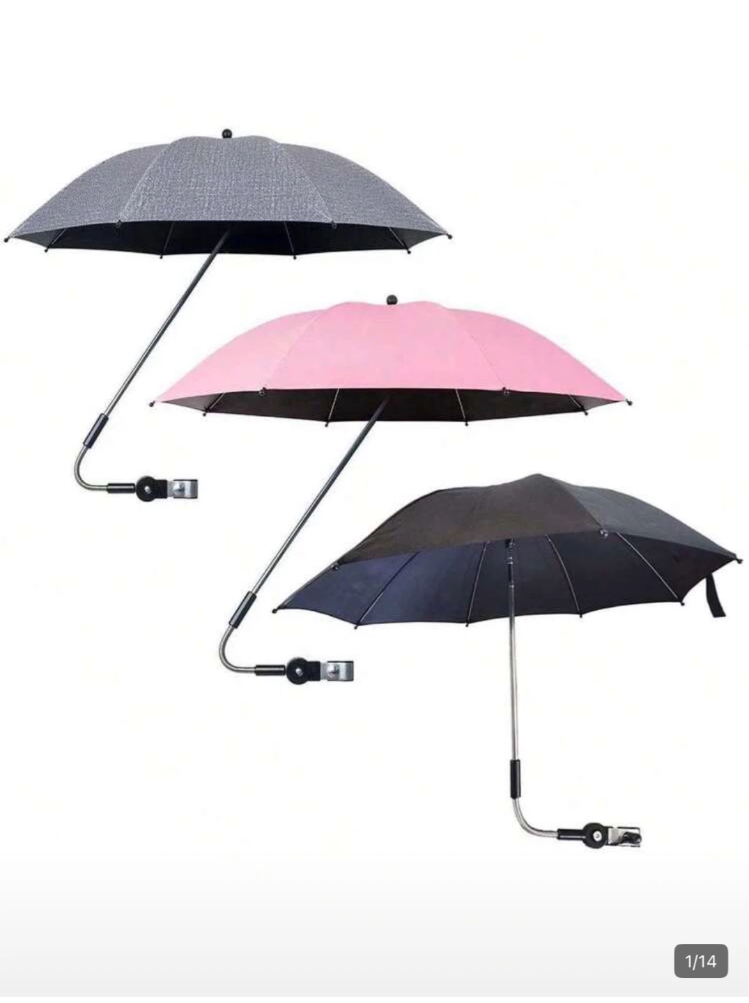 Black Umbrella with Stroller Clip - photo 2