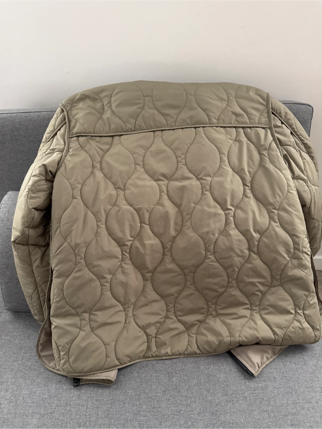Zara Quilted Hooded Jacket - Khaki - photo 2