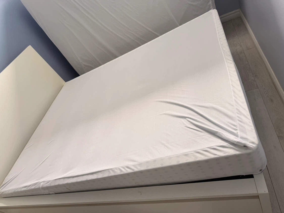 White Wooden Bed Frame with Drawers - photo 5