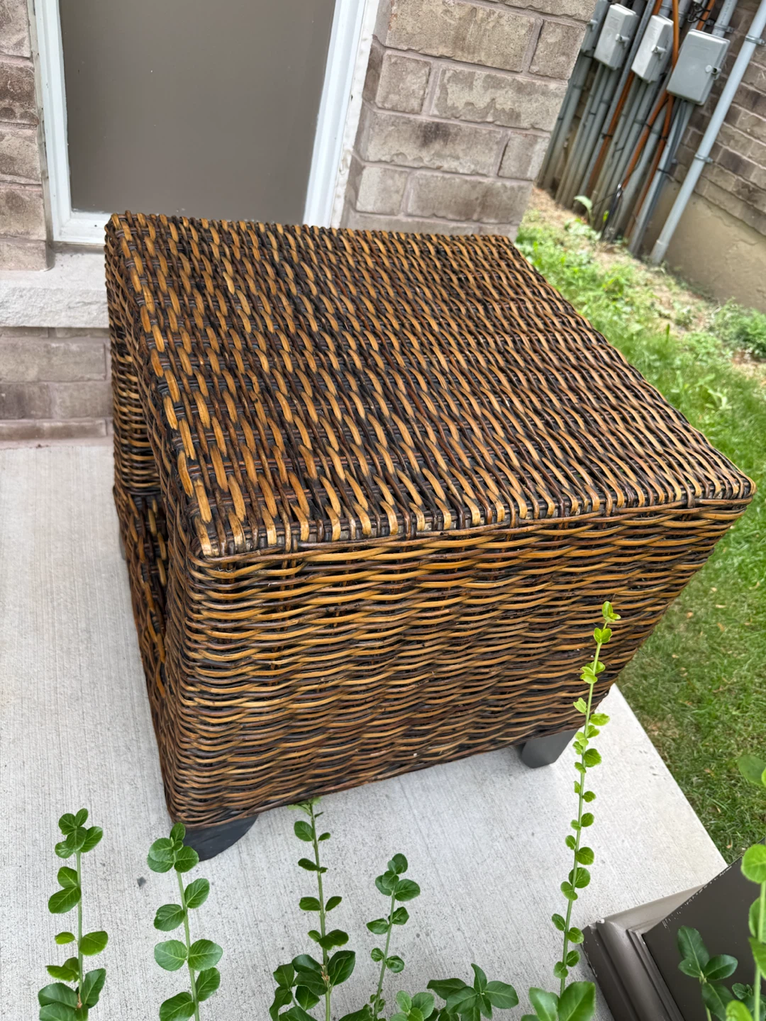 Wicker Side Table with Shelf - photo 3