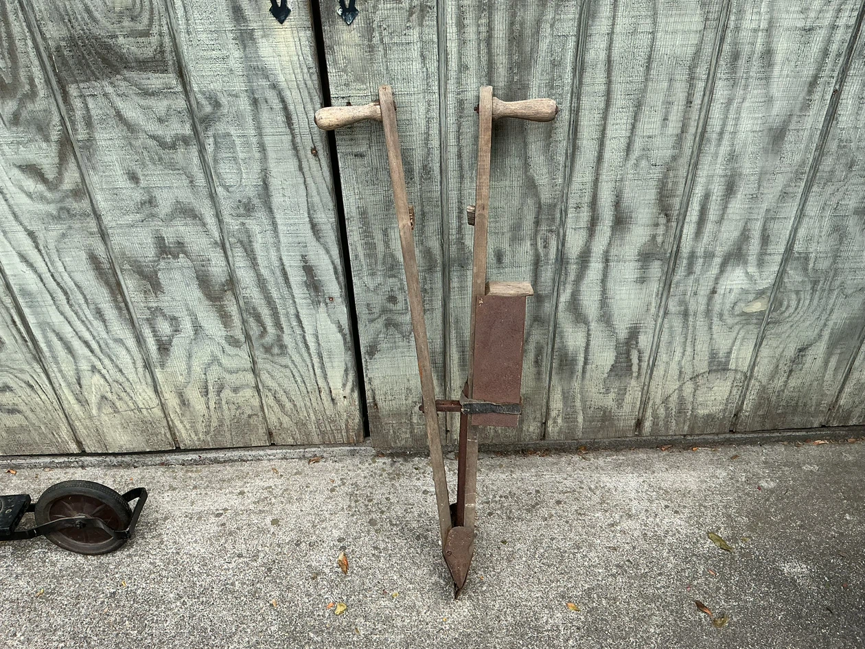 Antique Wooden Farm Tool Rustic Corn Seed Planter !