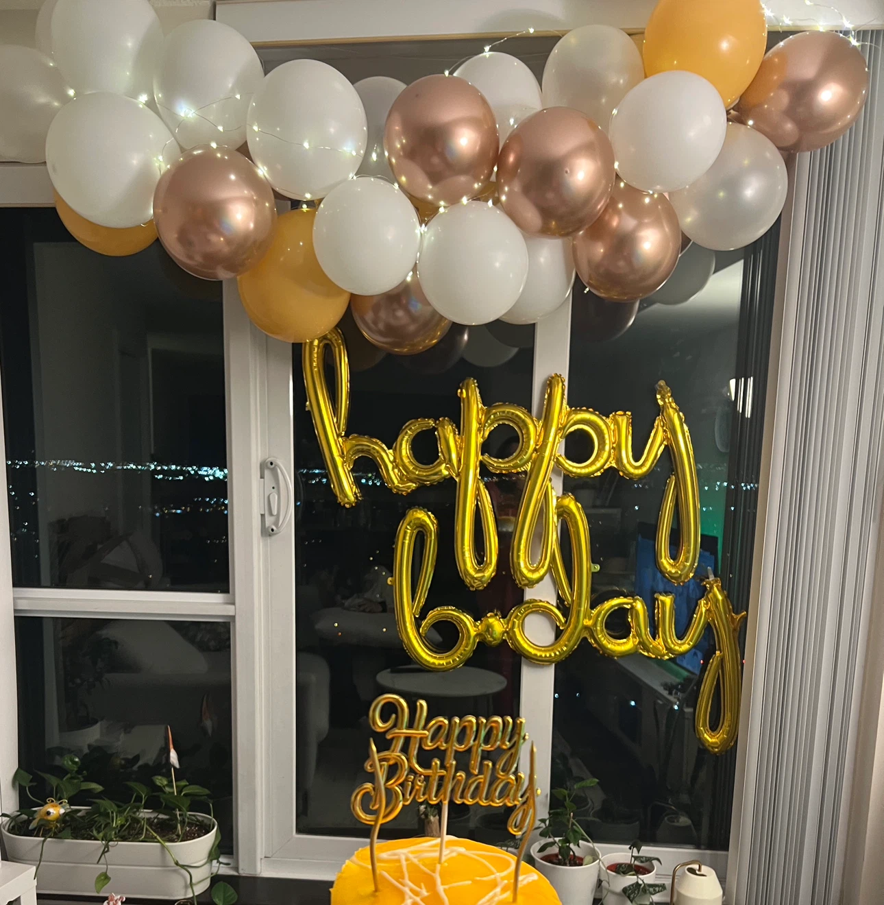 Happy Birthday Balloon-Banner Set and Cake Topper