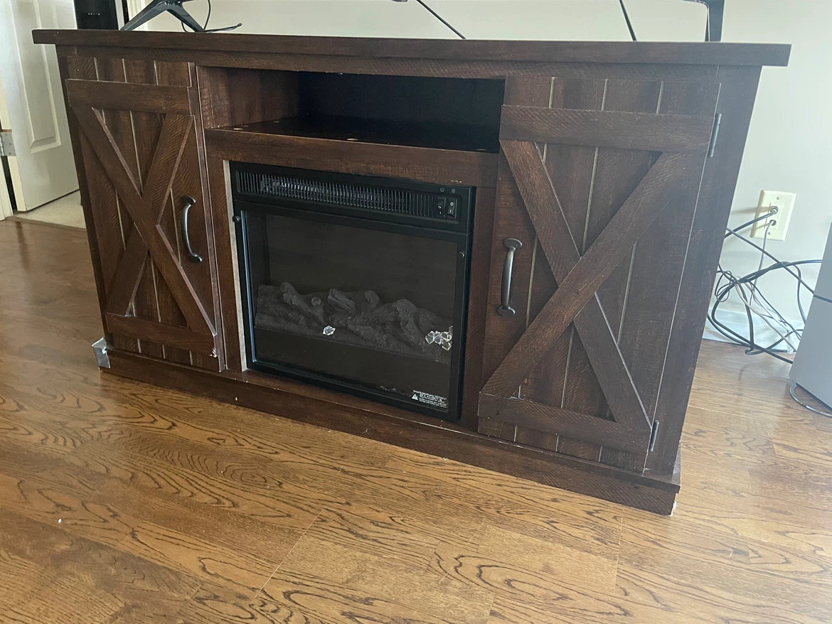 Tv stand with Electric Fireplace and storage