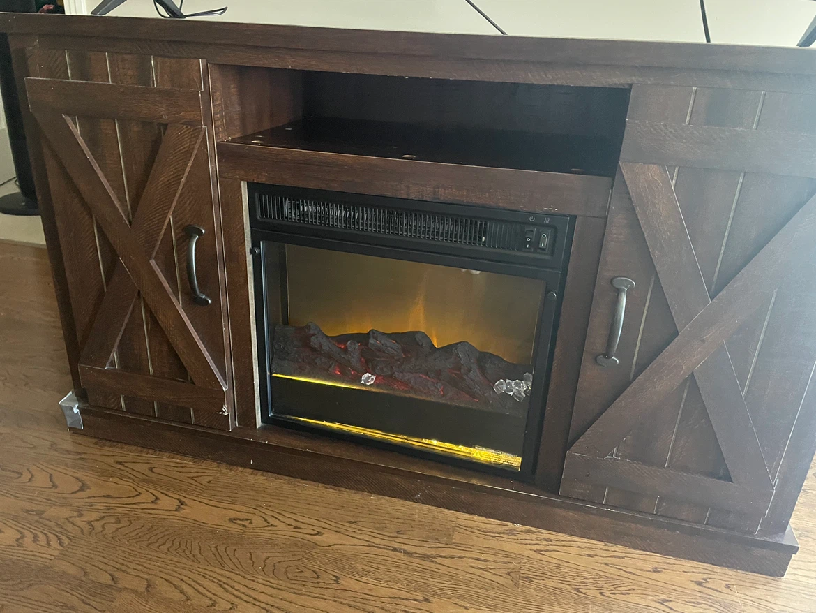 Tv stand with Electric Fireplace and storage - photo 2