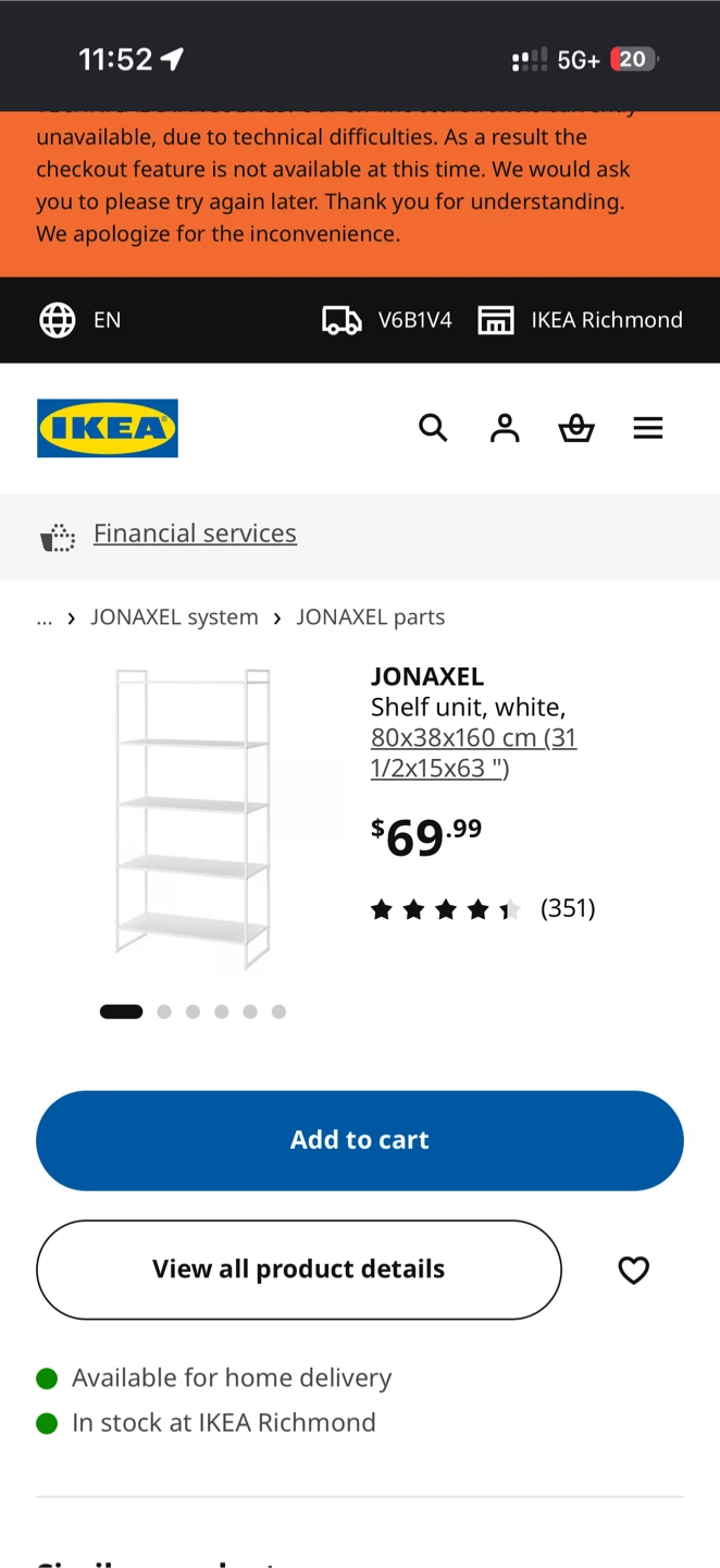 IKEA JONAXEL Shelf Unit White 80x38x160 cm - photo 2