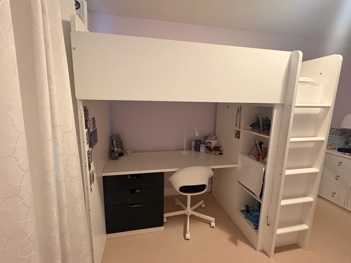 IKEA Loft Bed with Desk and Wardrobe and mattress!