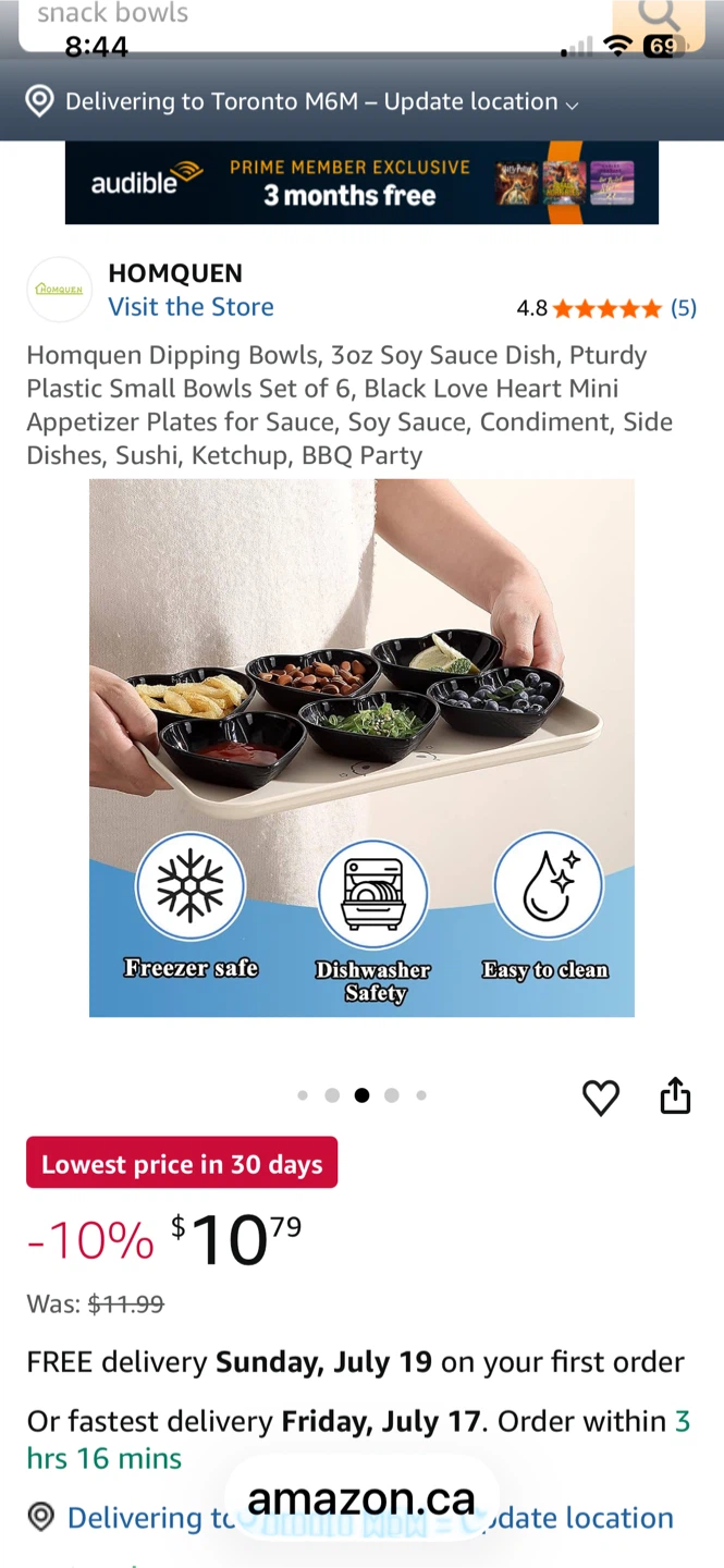 Homquen Black Heart Dipping Bowls Set of 6 - photo 3