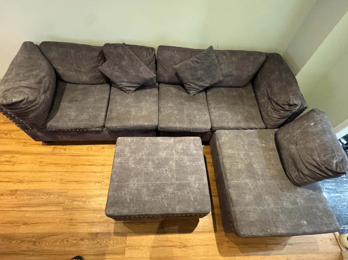 5 Piece Dark Grey Sectional Sofa Set with Ottoman & Chaise - photo 2