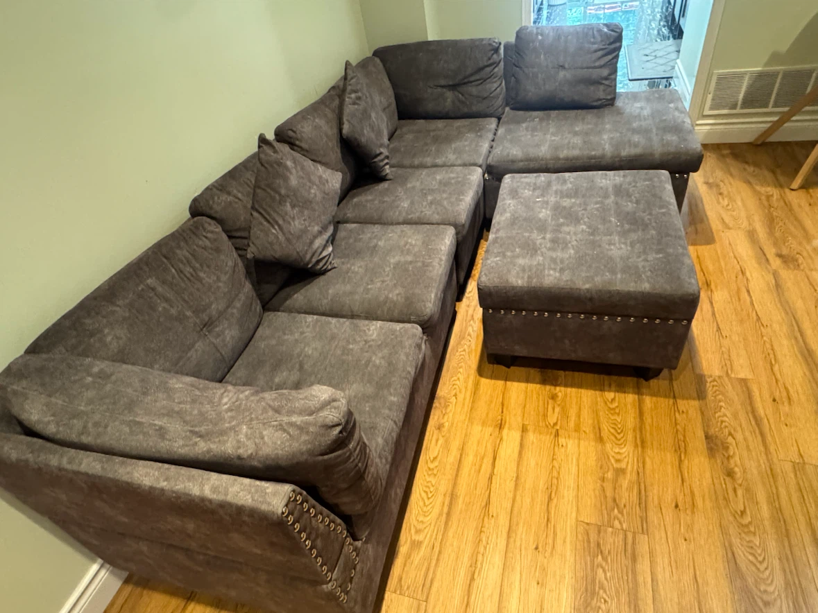 5 Piece Dark Grey Sectional Sofa Set with Ottoman & Chaise - photo 3