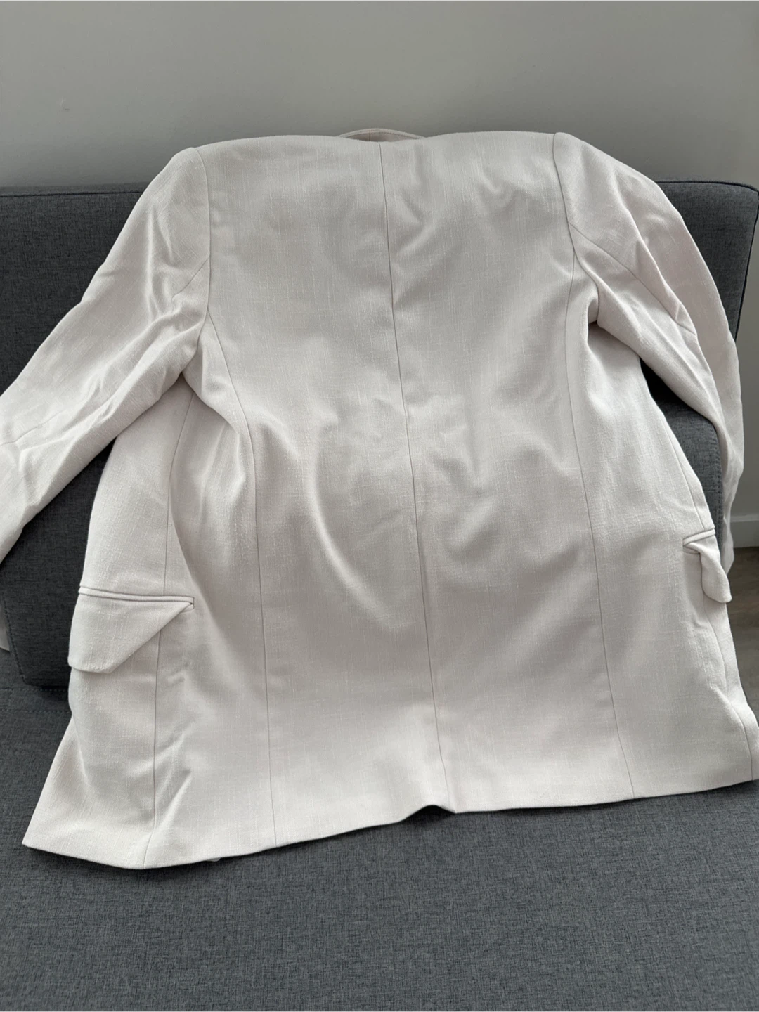 H&M Light Pink Linen Blend Double-Breasted Blazer - photo 2