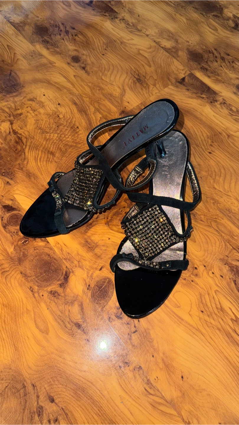 Mativi Black Embellished Heeled Sandals - photo 2