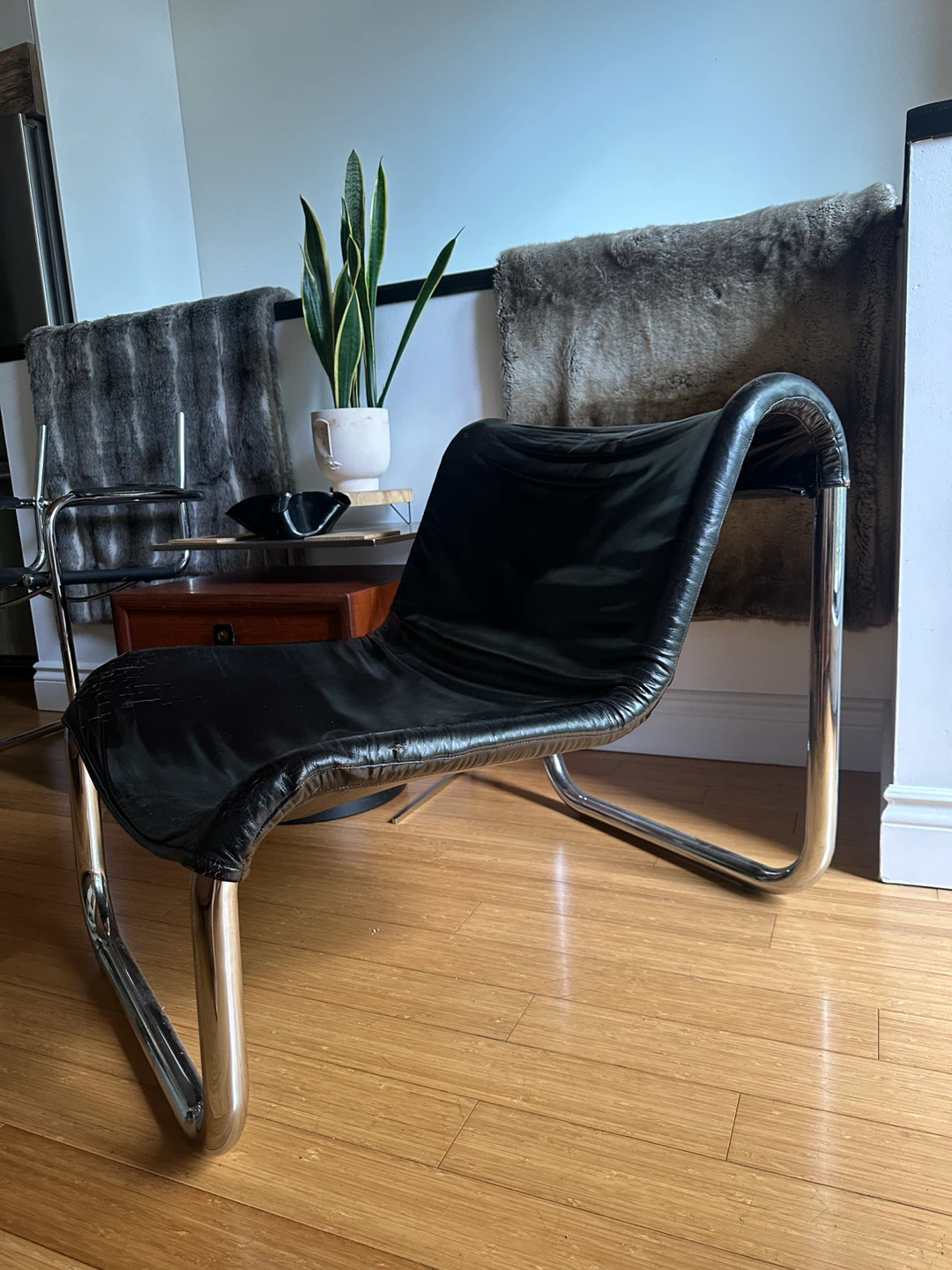 VINTAGE CHROME TUBULAR MCM SLING LOUNGE CHAIR - photo 4