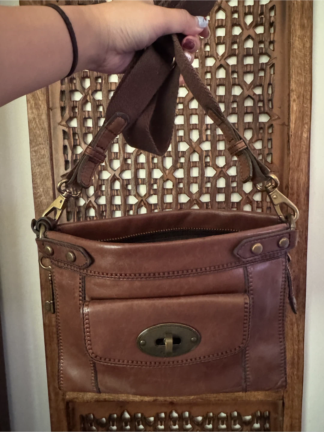 Fossil Brown Leather Crossbody Purse - photo 3