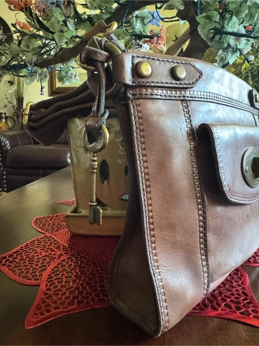 Fossil Brown Leather Crossbody Purse - photo 4