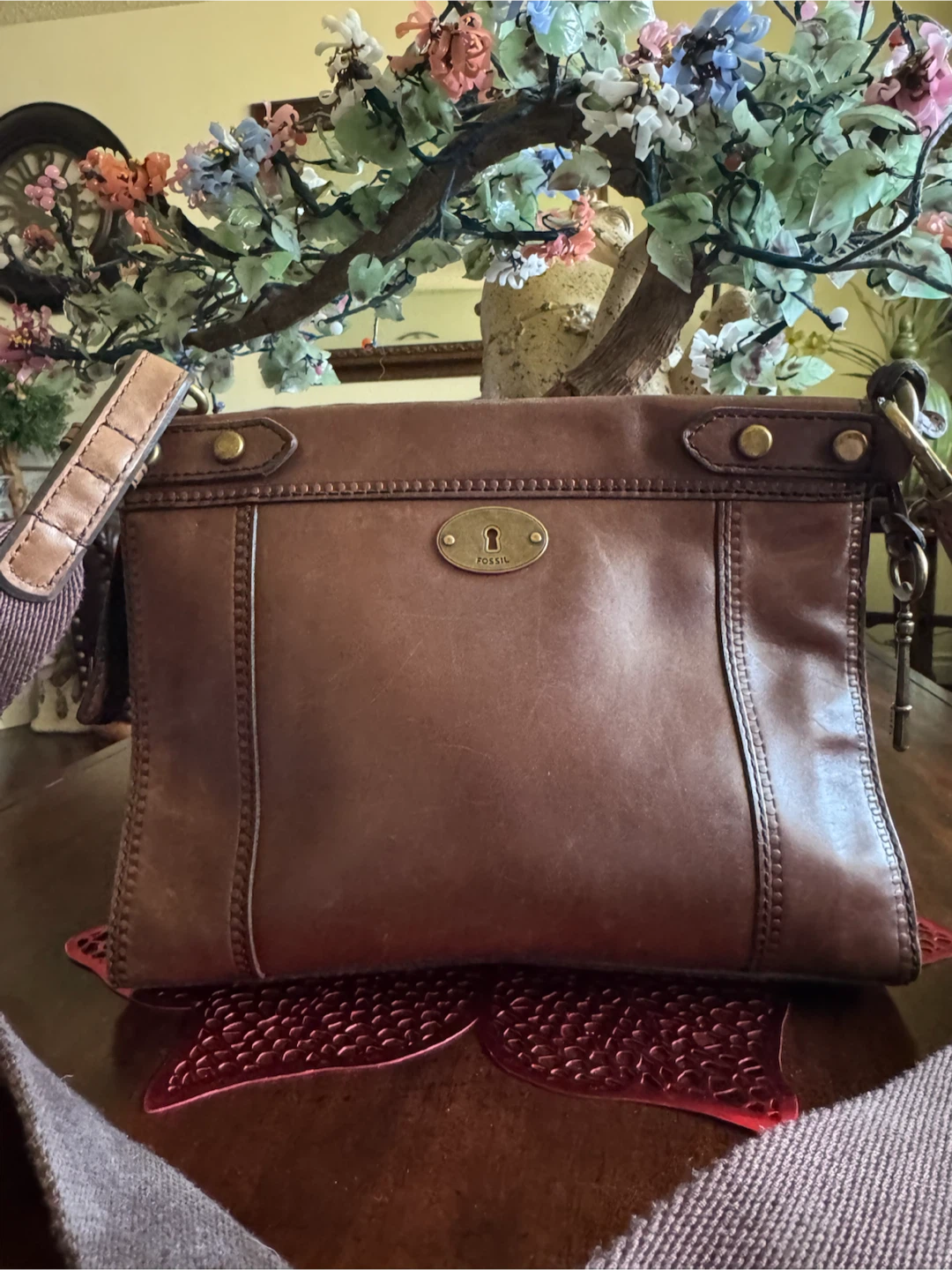 Fossil Brown Leather Crossbody Purse - photo 5