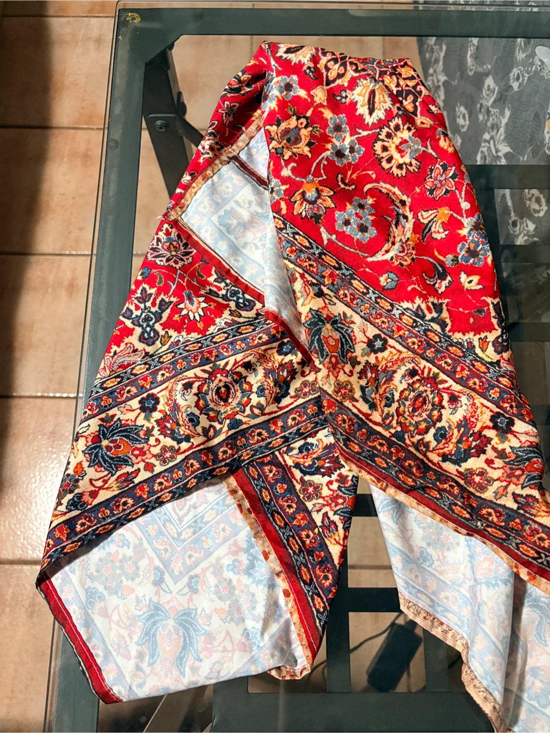 Red Floral Patterned Scarf - photo 3