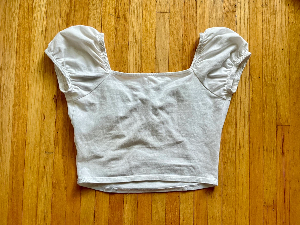 Garage White Puff Sleeve Tie-Front Top - photo 4