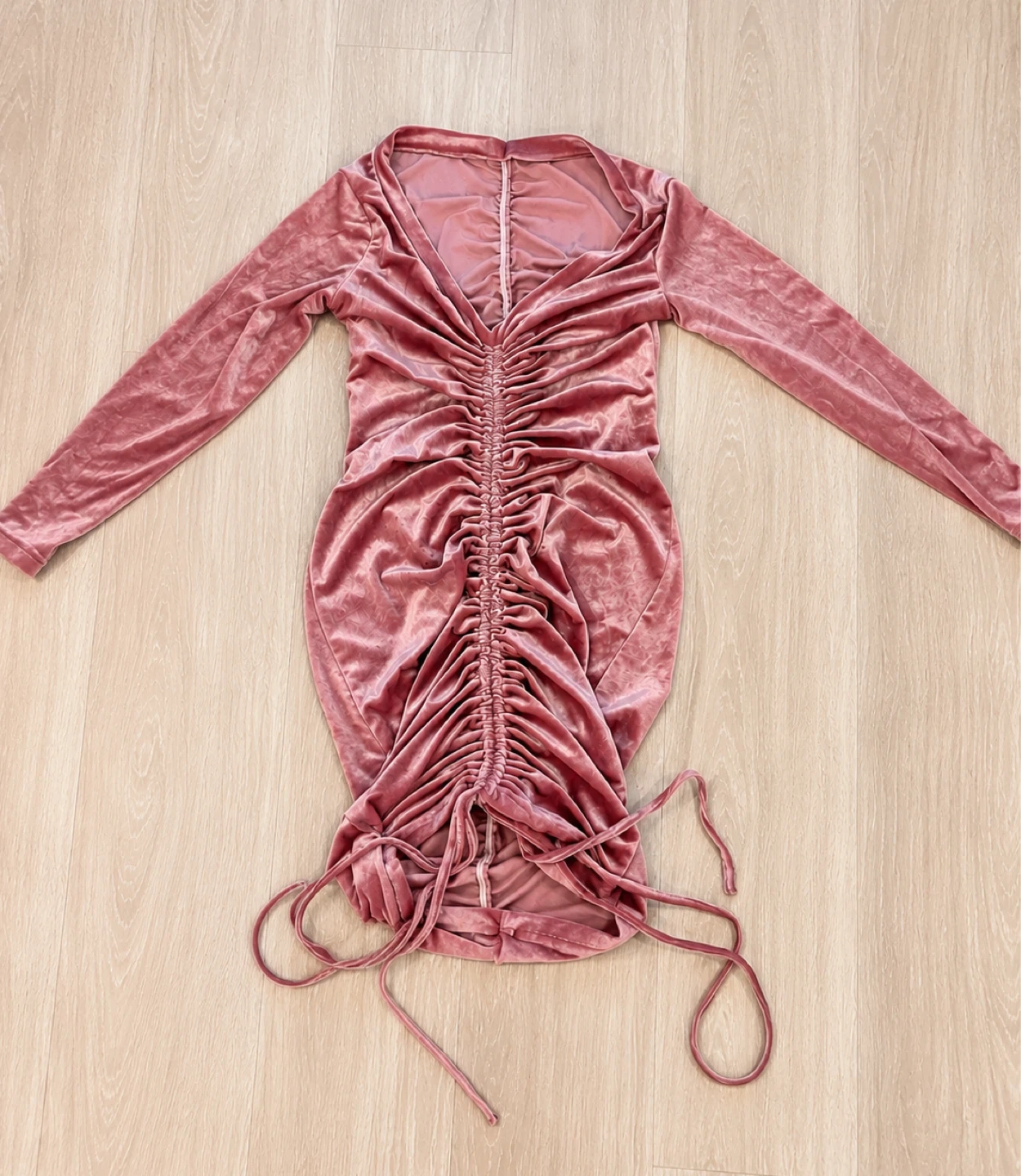 Pink Velvet Ruched Dress