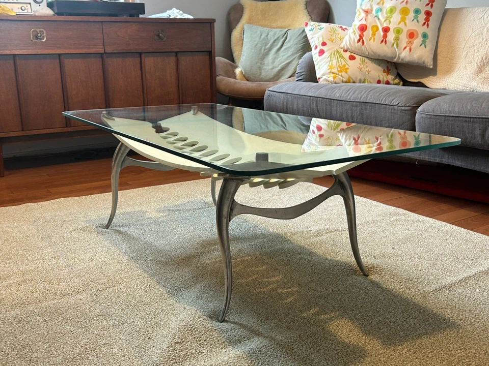 Glass coffee table with unique design