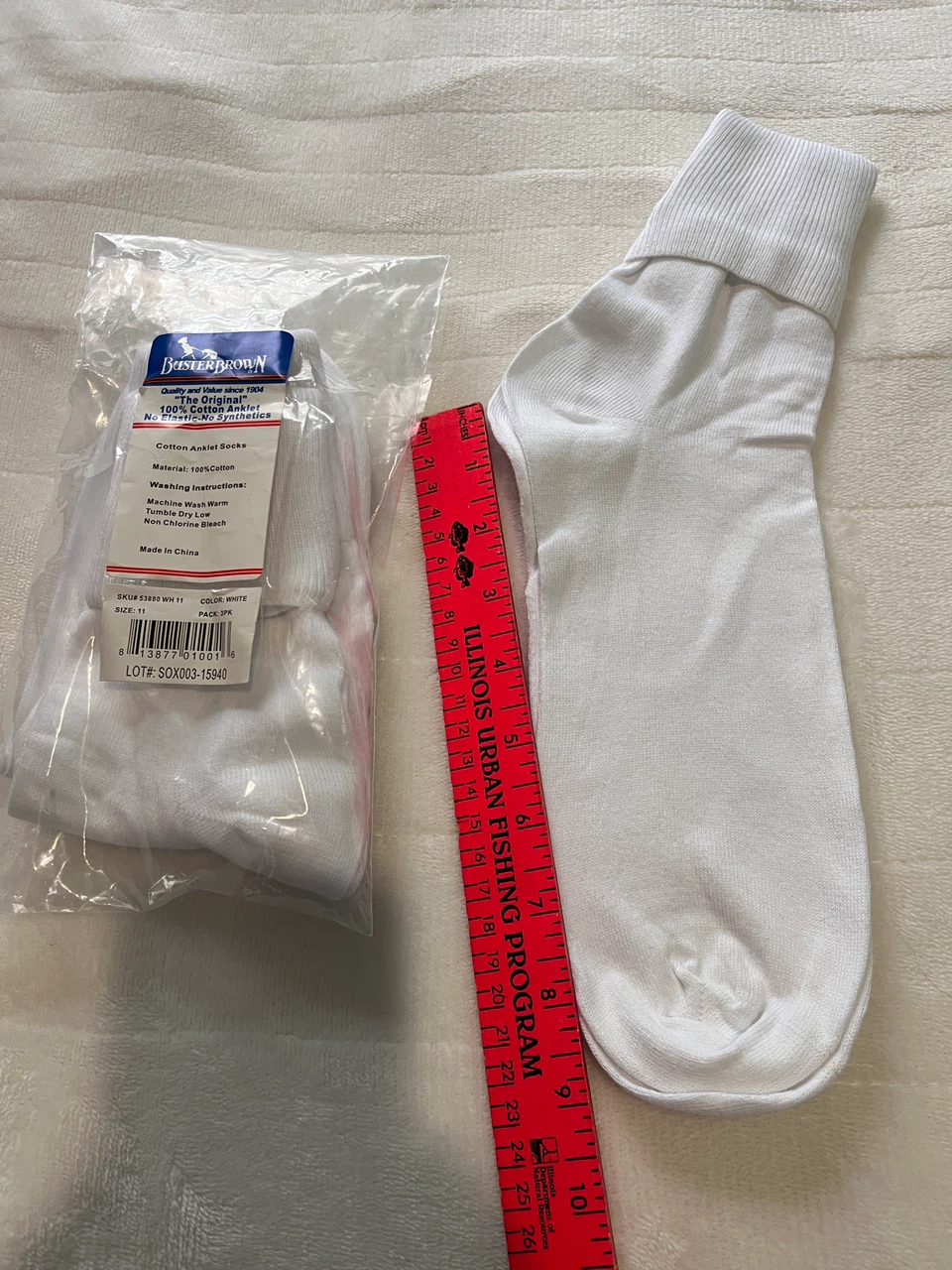 3 pairs-100% Pure Cotton Ankle Socks - White - Size 11 (3 Pack) - photo 2