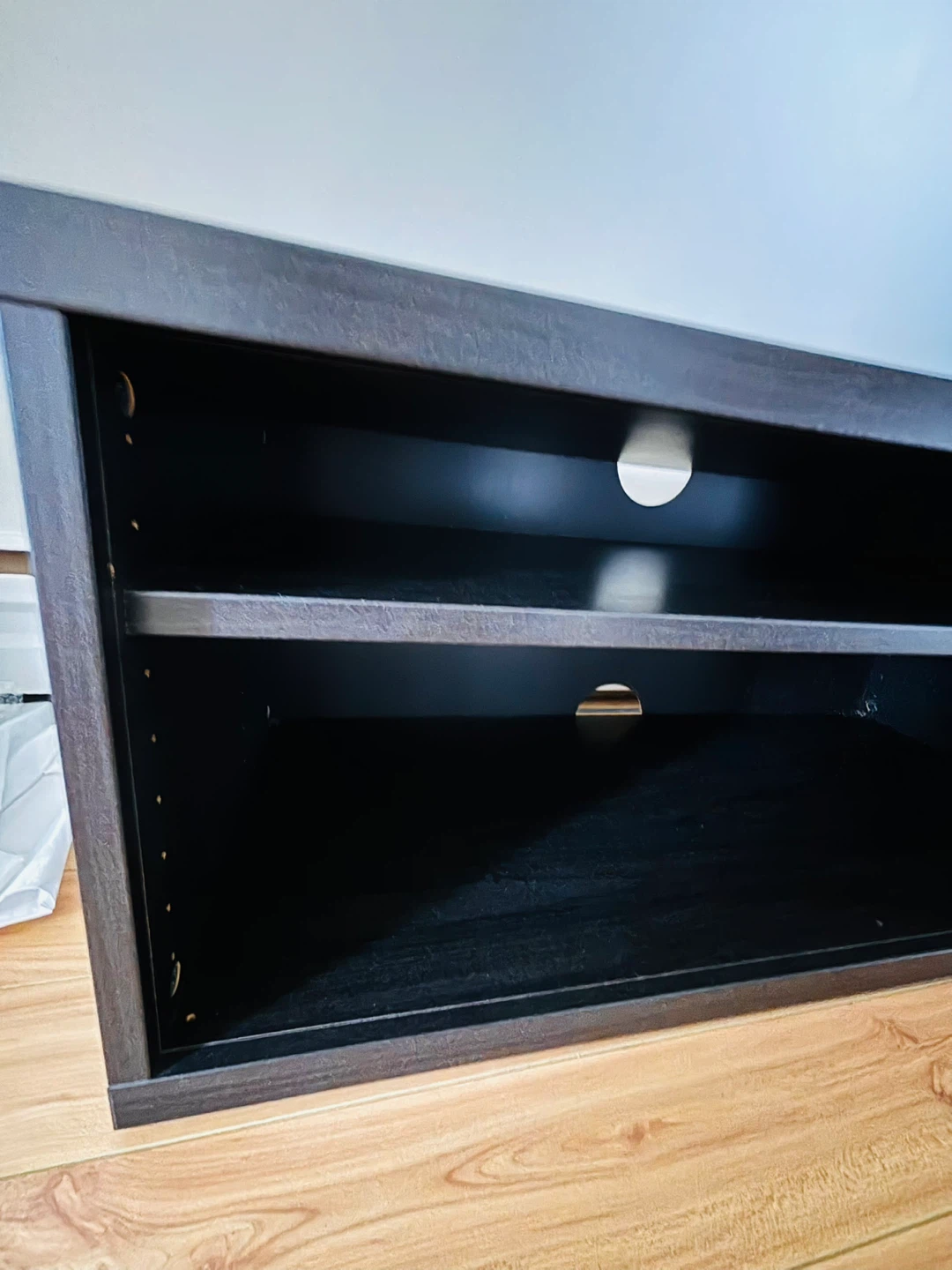 Dark Wood TV Stand with Shelves - photo 2