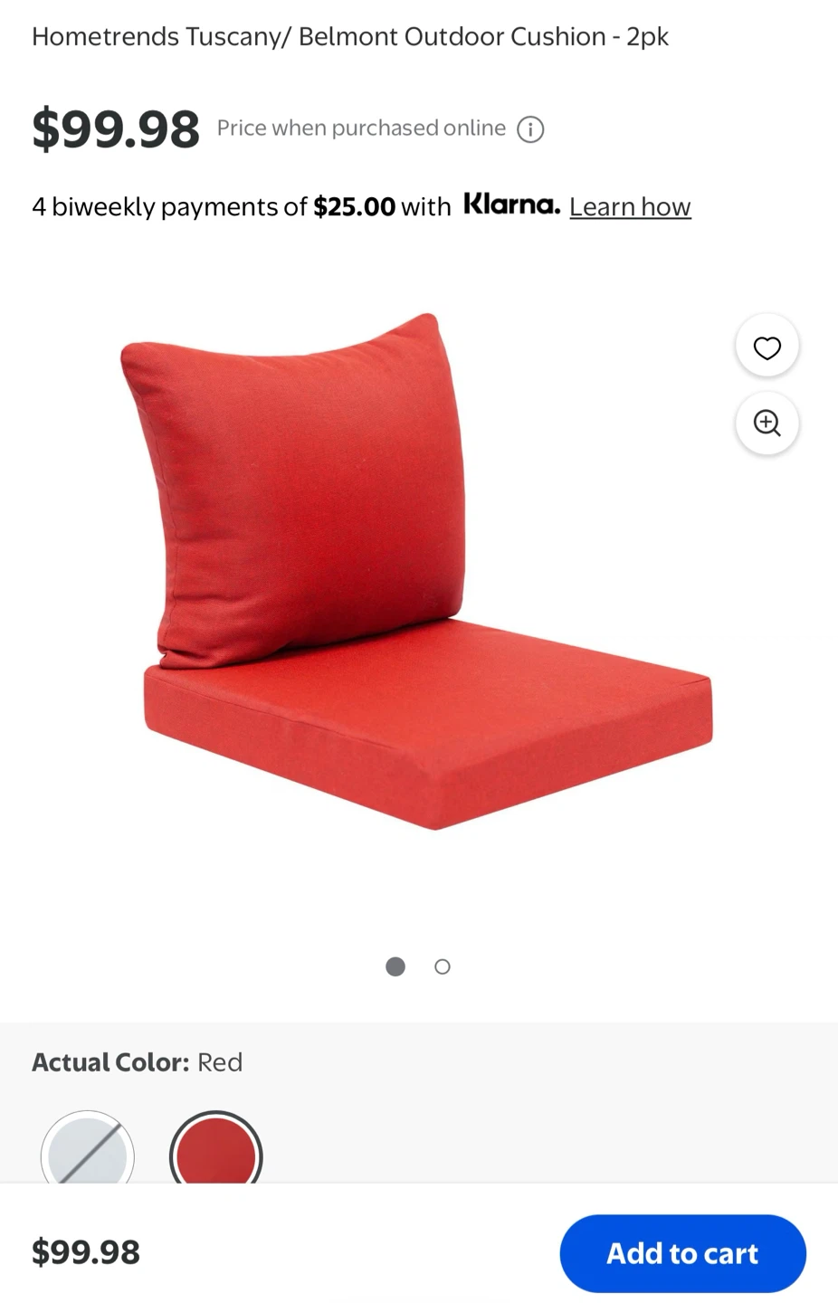 Brand New HOMETRENDS Red Outdoor Seat Cushions