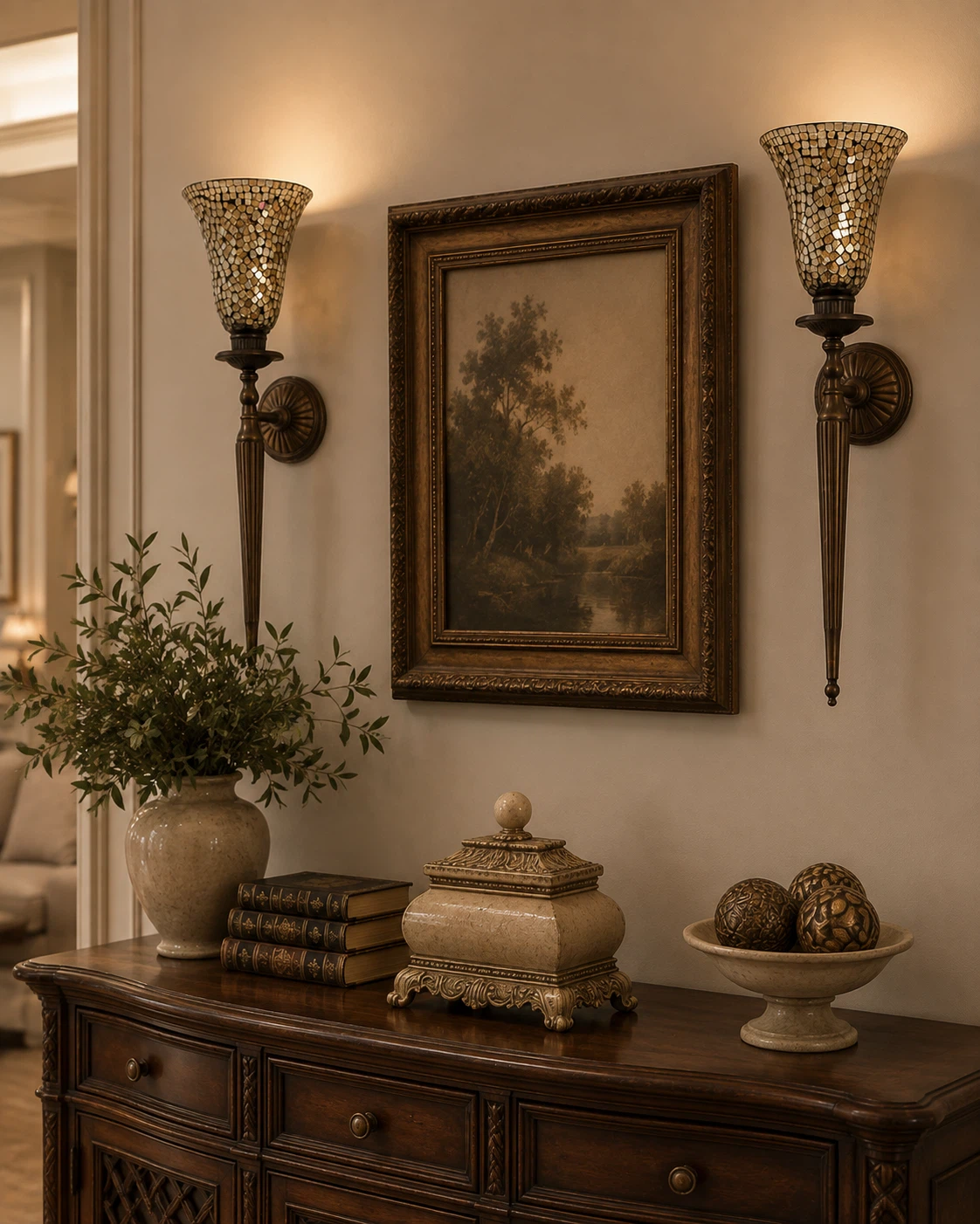 Mosaic Glass Wall Sconce. Each