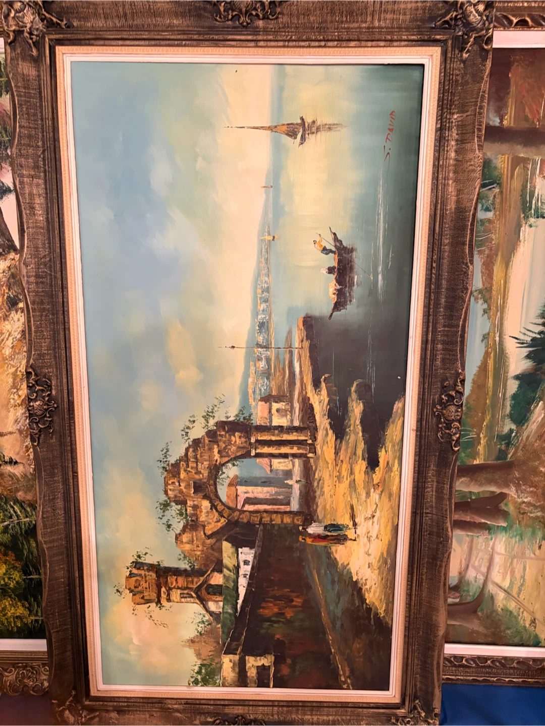 Oil Painting S. David Italian Canal Scene