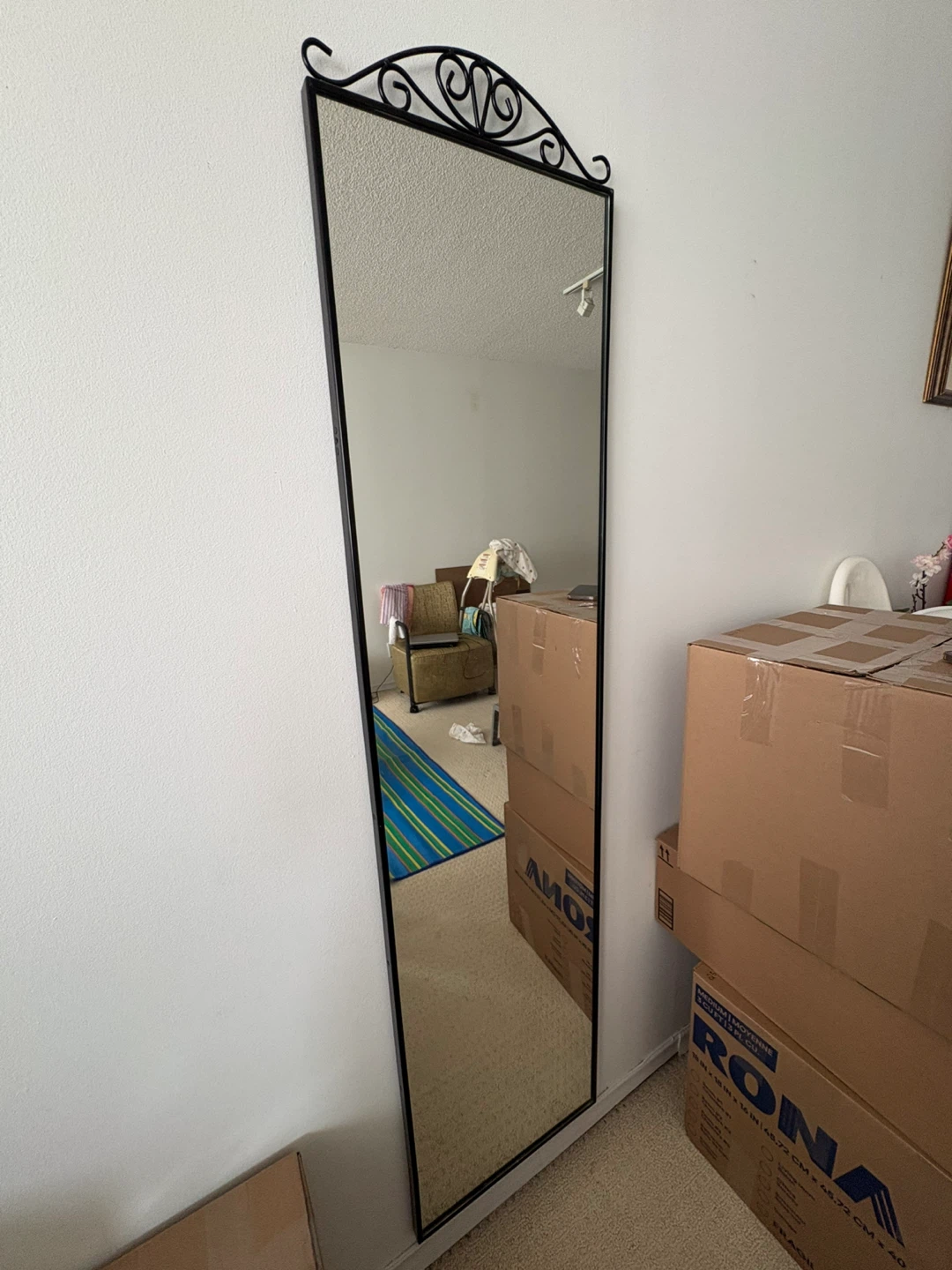 Tall Black Metal Framed Mirror