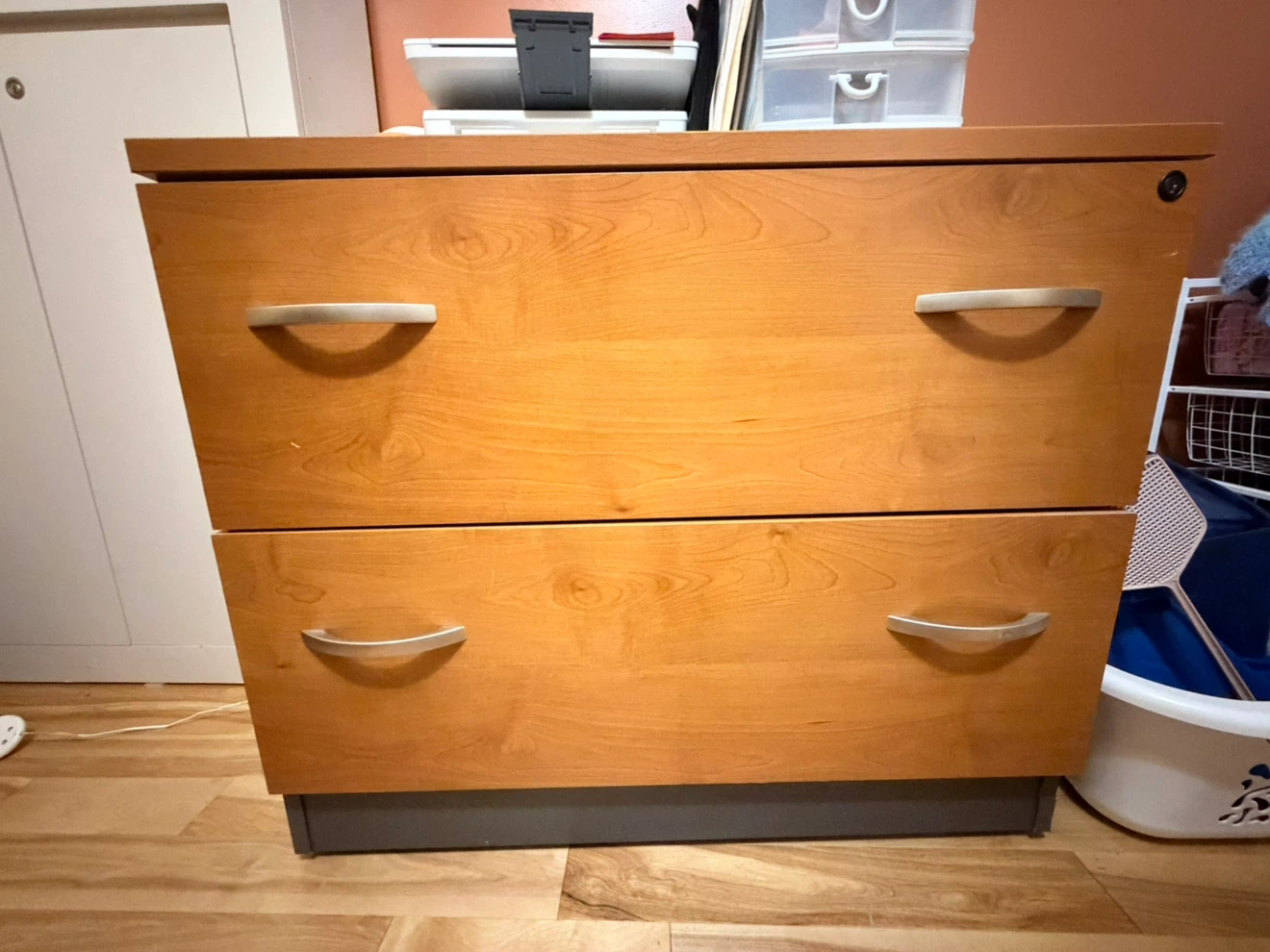 Light Wood 2-Drawer Filing Cabinet