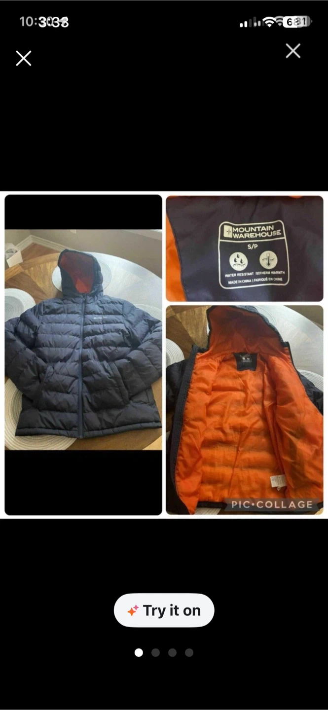 Men’s puffer jacket - SMALL navy/orange