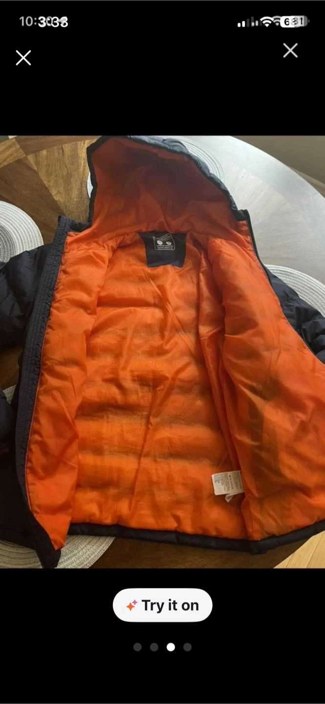 Men’s puffer jacket - SMALL navy/orange - photo 3