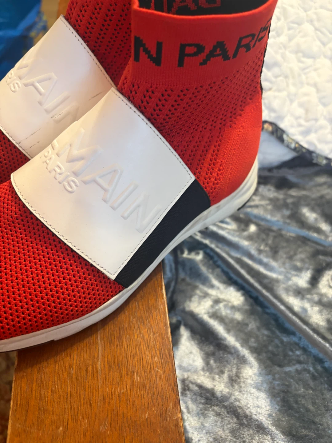 Balmain Paris Red Knit Sock Sneakers - photo 2