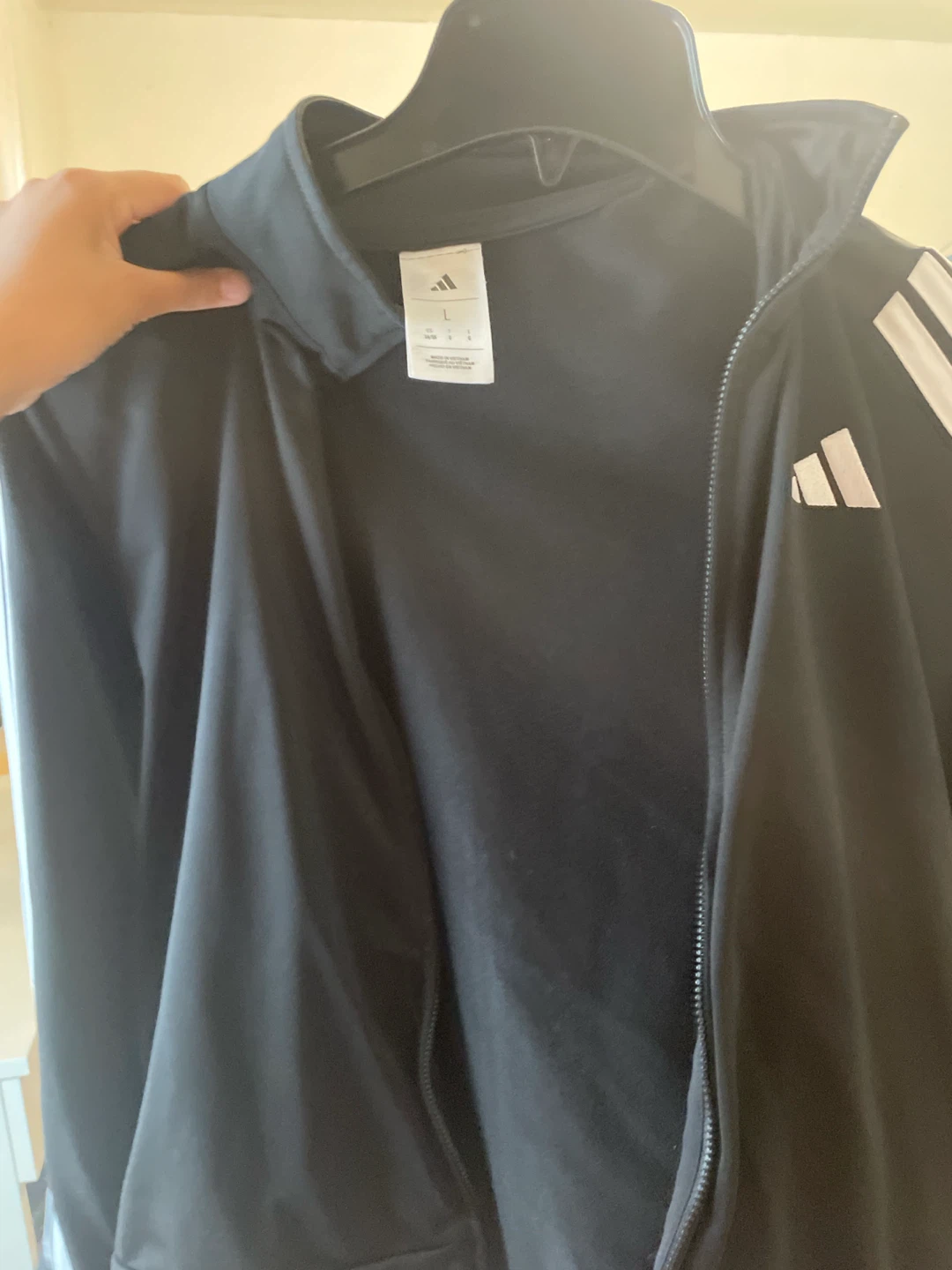 Adidas Track Jacket Black White Size L, US 14/16